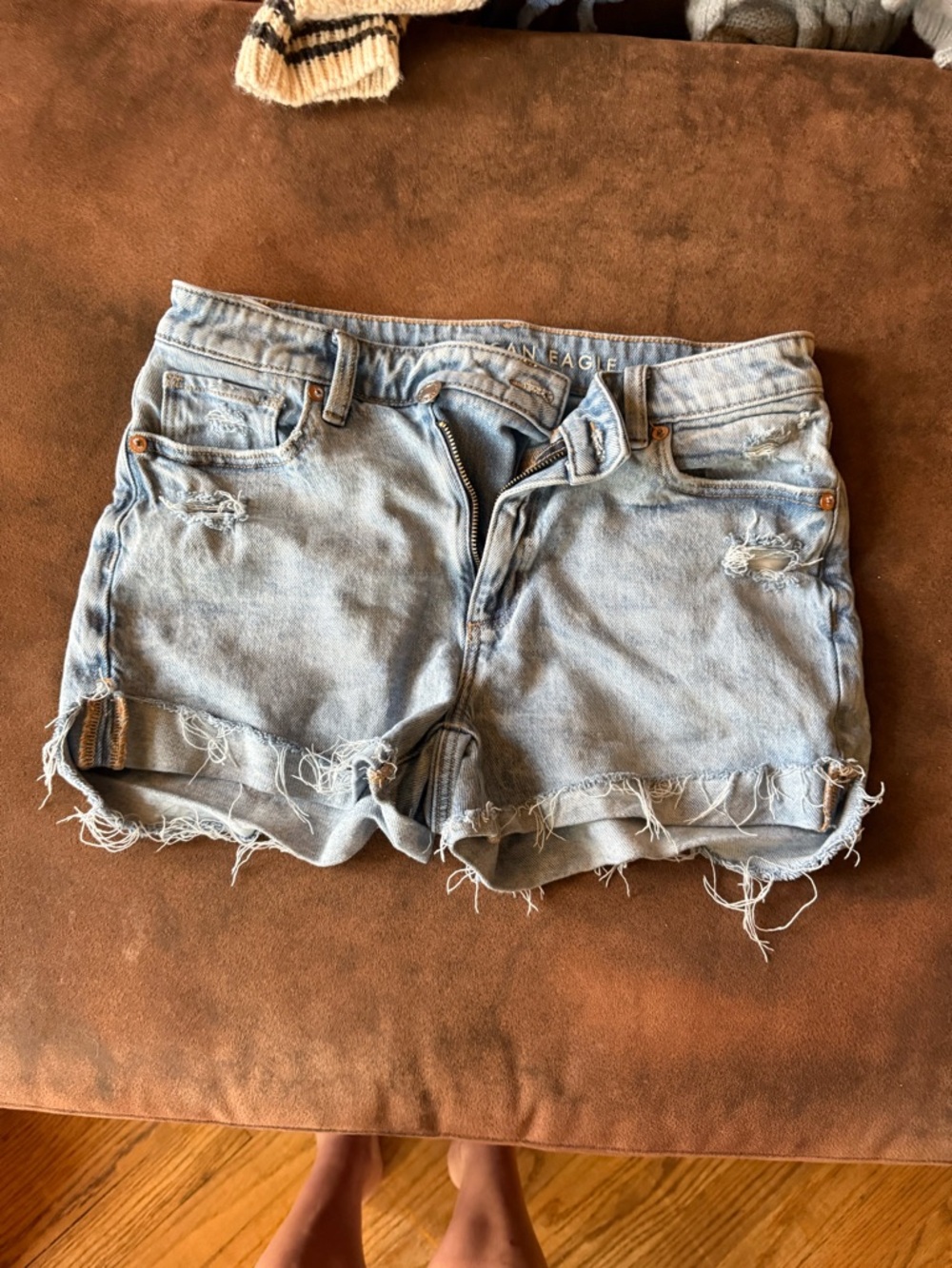 American Eagle Outfitters Light Wash Distressed Denim Cutoff Shorts